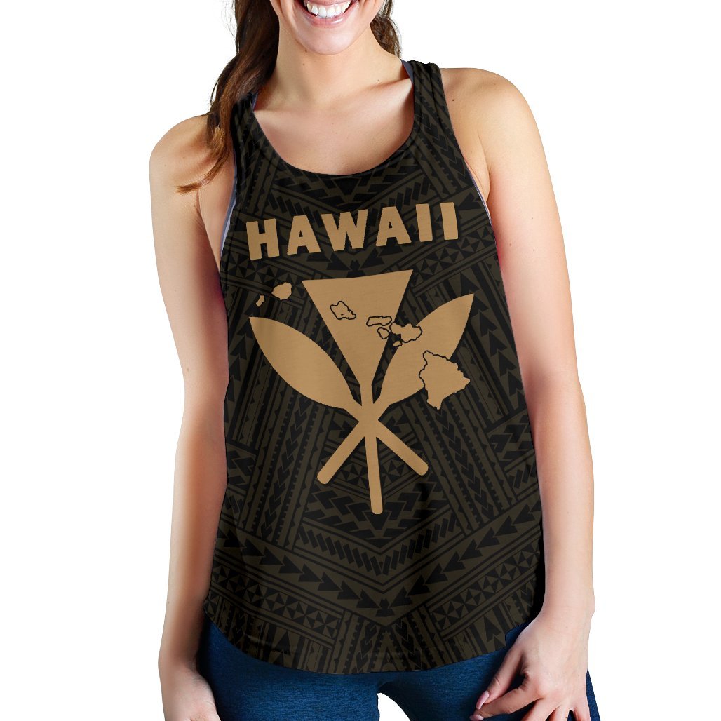 Hawaii Kanaka Polynesian Women's Racerback Tank Gold - Polynesian Pride