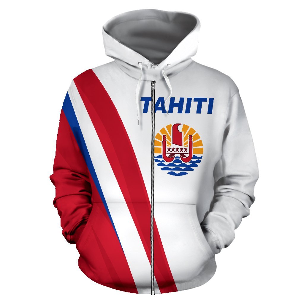 Tahiti Zip up Hoodie Tahiti Flag Special Version - Polynesian Pride
