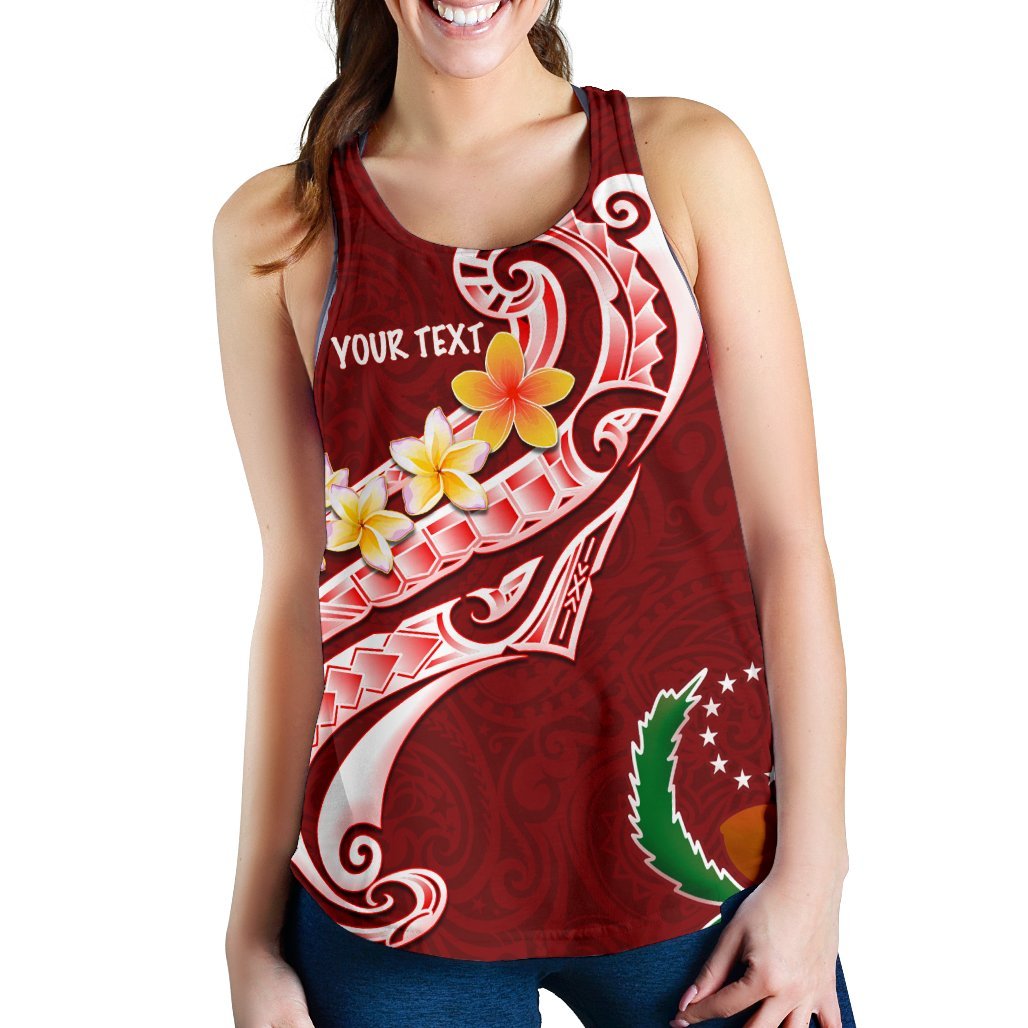 Pohnpei Personalised Women's Racerback Tank - Pohnpei Seal Polynesian Patterns Plumeria - Polynesian Pride