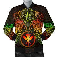 Polynesian Hawaii Bomber Jacket (Men) - Reggae Turtle Manta Ray Red - Polynesian Pride