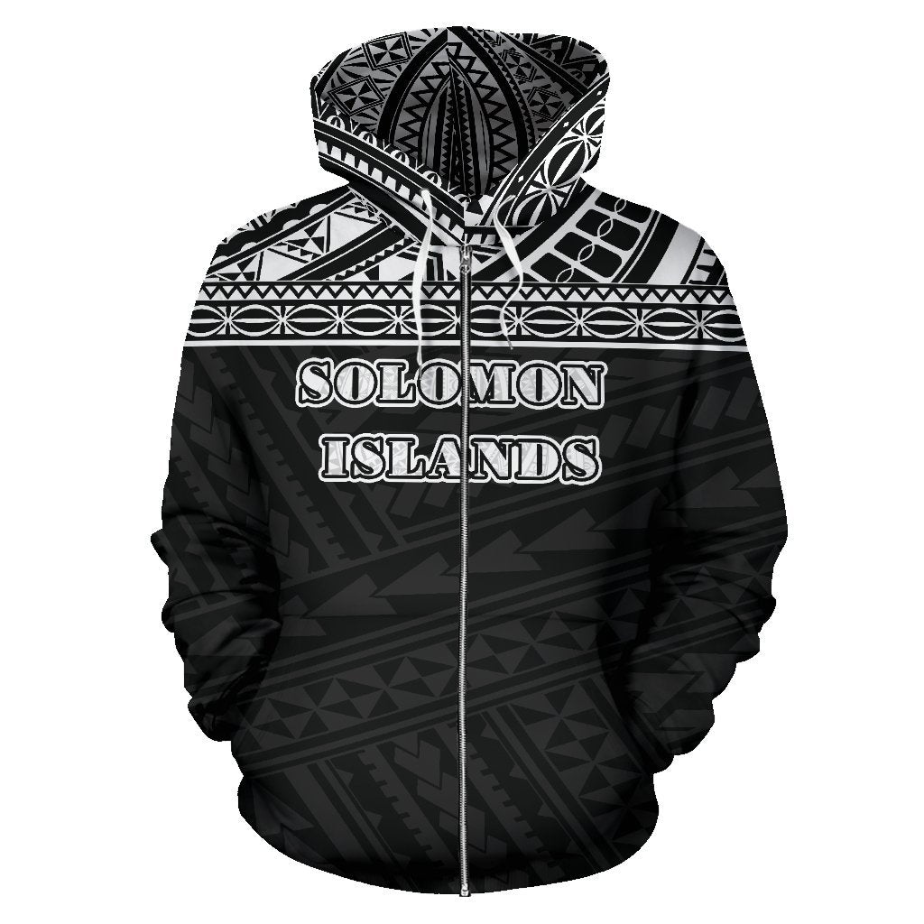 Solomon Islands All Over Zip up Hoodie Polynesian Back Version - Polynesian Pride