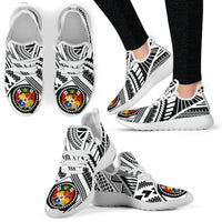 Tonga Polynesian Tattoo Mesh Knit Sneakers White Black White - Polynesian Pride