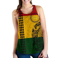Hawaii Kanaka Flag Polynesian Personalized Women's Racerback Tank - Mauna Kea Protectors - Polynesian Pride