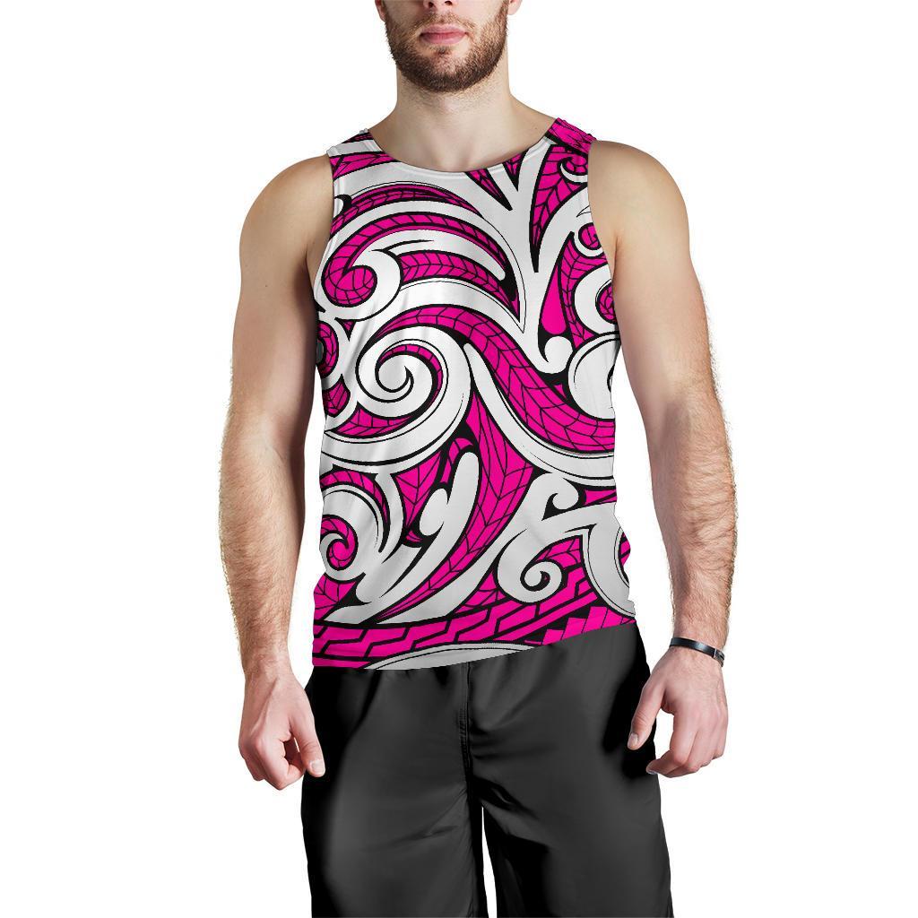 Polynesian Maori Ethnic Ornament Pink Hawaii Men's Tank Top Pink - Polynesian Pride