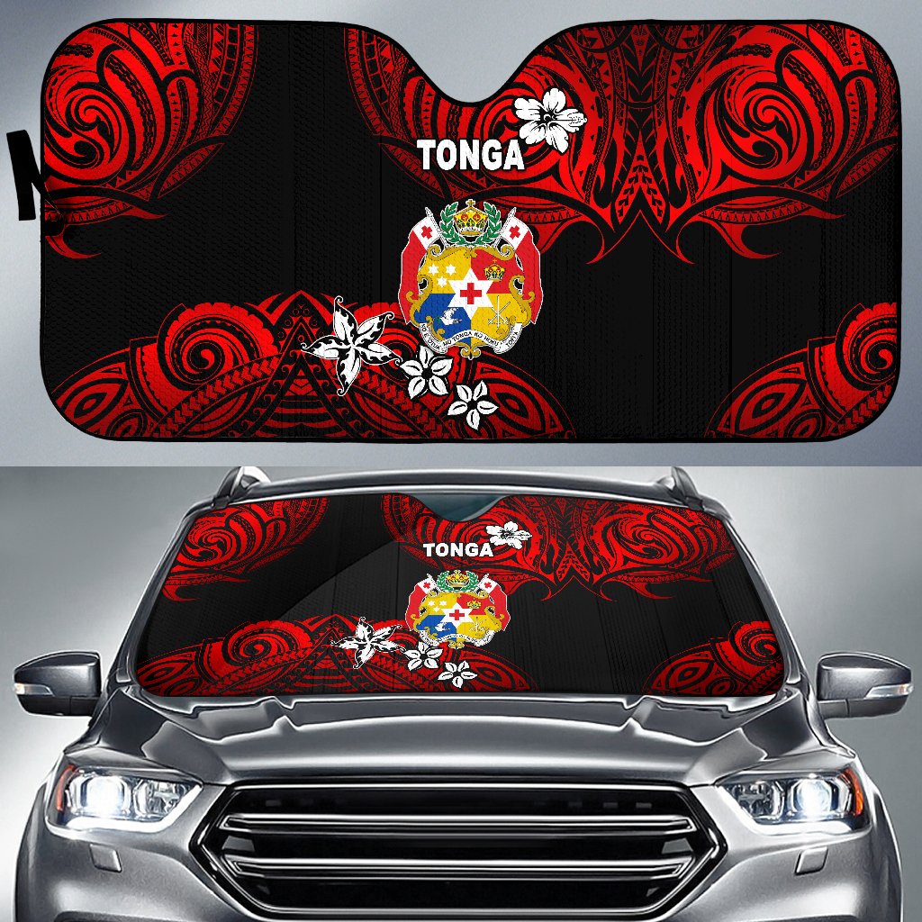 Mate Ma'a Tonga Rugby Auto Sun Shades Polynesian Unique Vibes - Red Auto Sun Shade Universal Fit Red - Polynesian Pride