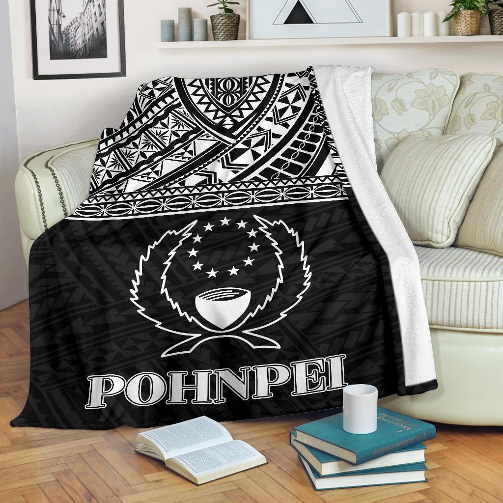 Pohnpei Premium Blanket - Micronesian Black White Version White - Polynesian Pride