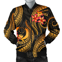 Pohnpei Micronesian Men Bomber Jacket - Gold Plumeria - Polynesian Pride