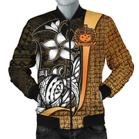 Samoa Polynesian Men's Bomber Jackets Gold - Turtle With Hook Gold - Polynesian Pride