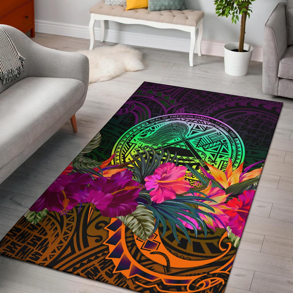 American Samoa Area Rug - Summer Hibiscus Reggae - Polynesian Pride