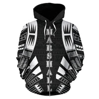 Marshall Islands All Over Zip up Hoodie Black Tattoo Style - Polynesian Pride