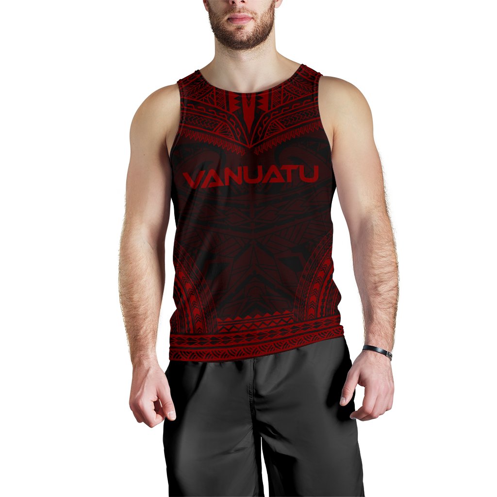 Vanuatu Men's Tank Top - Polynesian Chief Red Version Red - Polynesian Pride