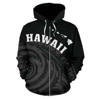 Hawaii Polynesia Zip up Hoodie Tatau Style - Polynesian Pride
