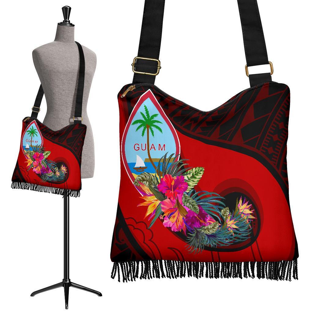 Guam Boho Handbag - Polynesian Hook And Hibiscus (Red) - Polynesian Pride