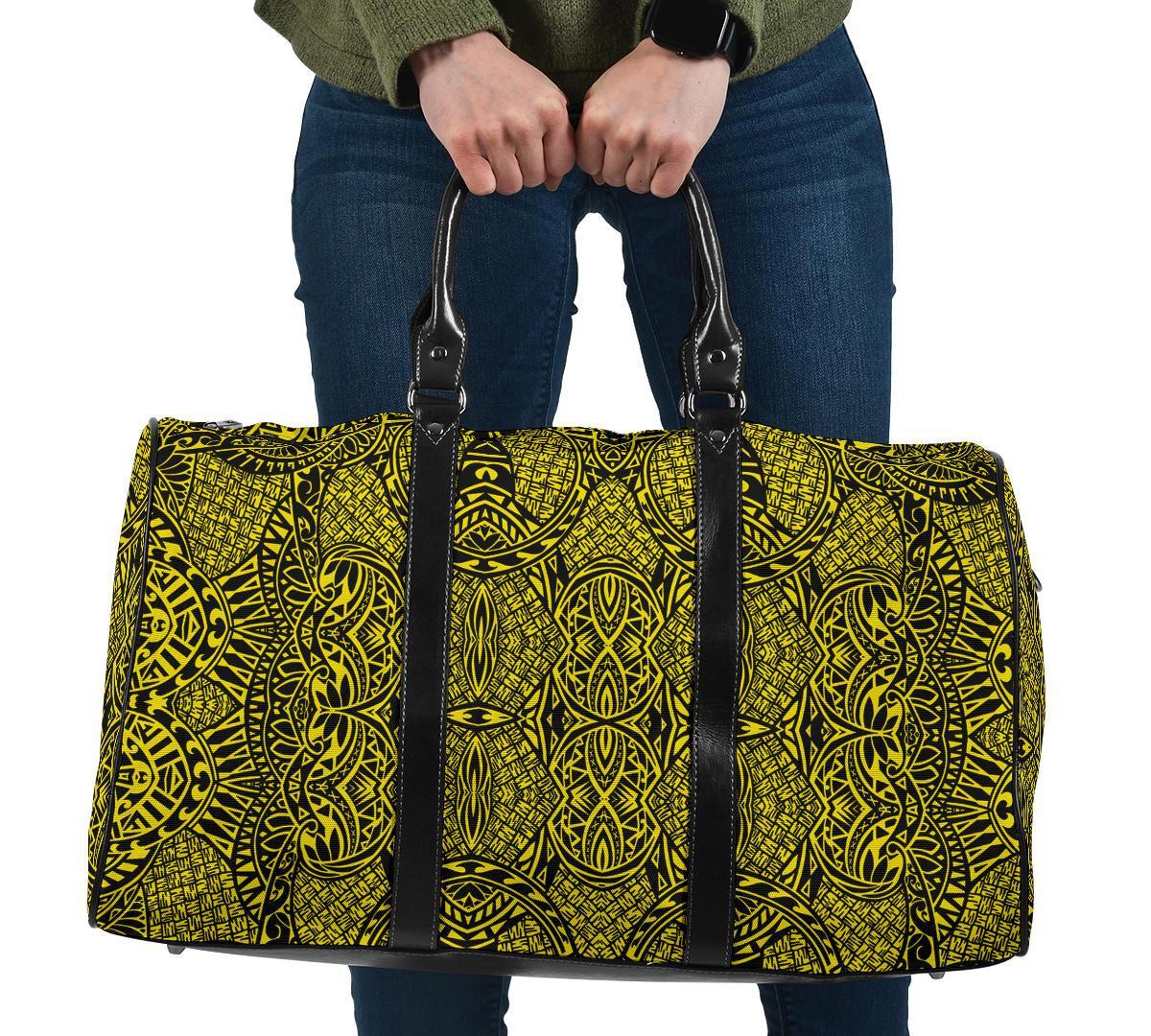 Polynesian Lauhala Mix Yellow Hawaii Travel Bag Travel Bag One size Yellow - Polynesian Pride