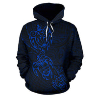 Hoodie Guam Family Turtles Map Polynesian Blue Unisex Blue - Polynesian Pride