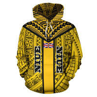 Niue Hoodie Niue Flag Coat of Arms Polynesian Tattoo - Polynesian Pride