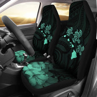 Hawaii Hibiscus Map Polynesian Ancient Turquoise Turtle Car Set Covers - Polynesian Pride