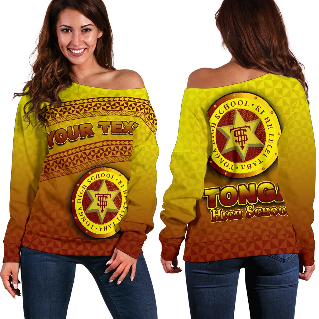 (Custom Personalised)Tonga High School Women's Off Shoulder Sweater Simple Style - Polynesian Pride