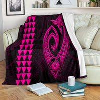 Hawaii Kakau Makau Fish Hook Polynesian Premium Blanket - Pink - Polynesian Pride