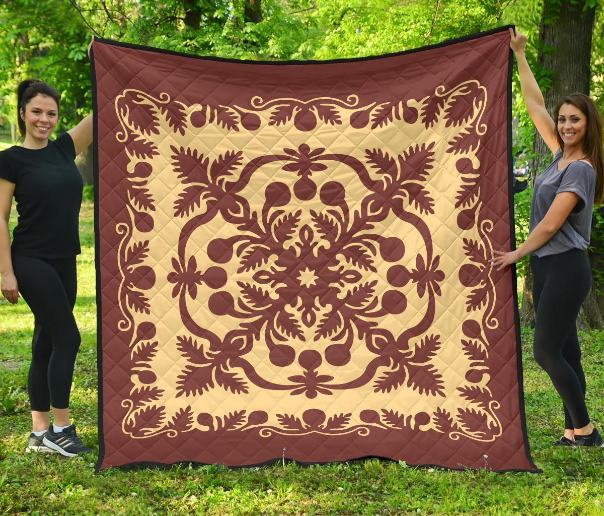 Hawaiian Premium Quilt Royal Pattern - Coral Coral - Polynesian Pride