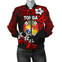 Mate Ma'a Tonga Rugby Women's Bomber Jacket Polynesian Unique Vibes - Red Art - Polynesian Pride