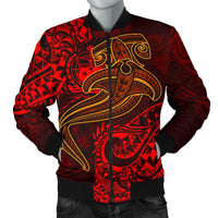 Samoa Men's Bomber Jacket - Red Shark Polynesian Tattoo Red - Polynesian Pride