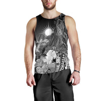 Marshall Islands Men's Tank Top - Humpback Whale with Tropical Flowers (White) - Polynesian Pride
