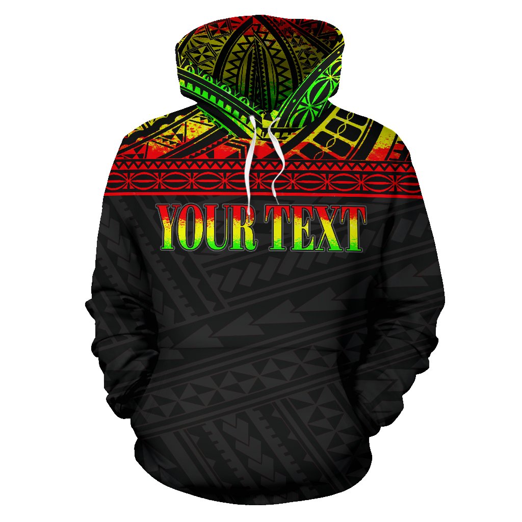 Papua New Guinea Polynesian ll Over Custom Hoodie Reggae Horizontal - Polynesian Pride