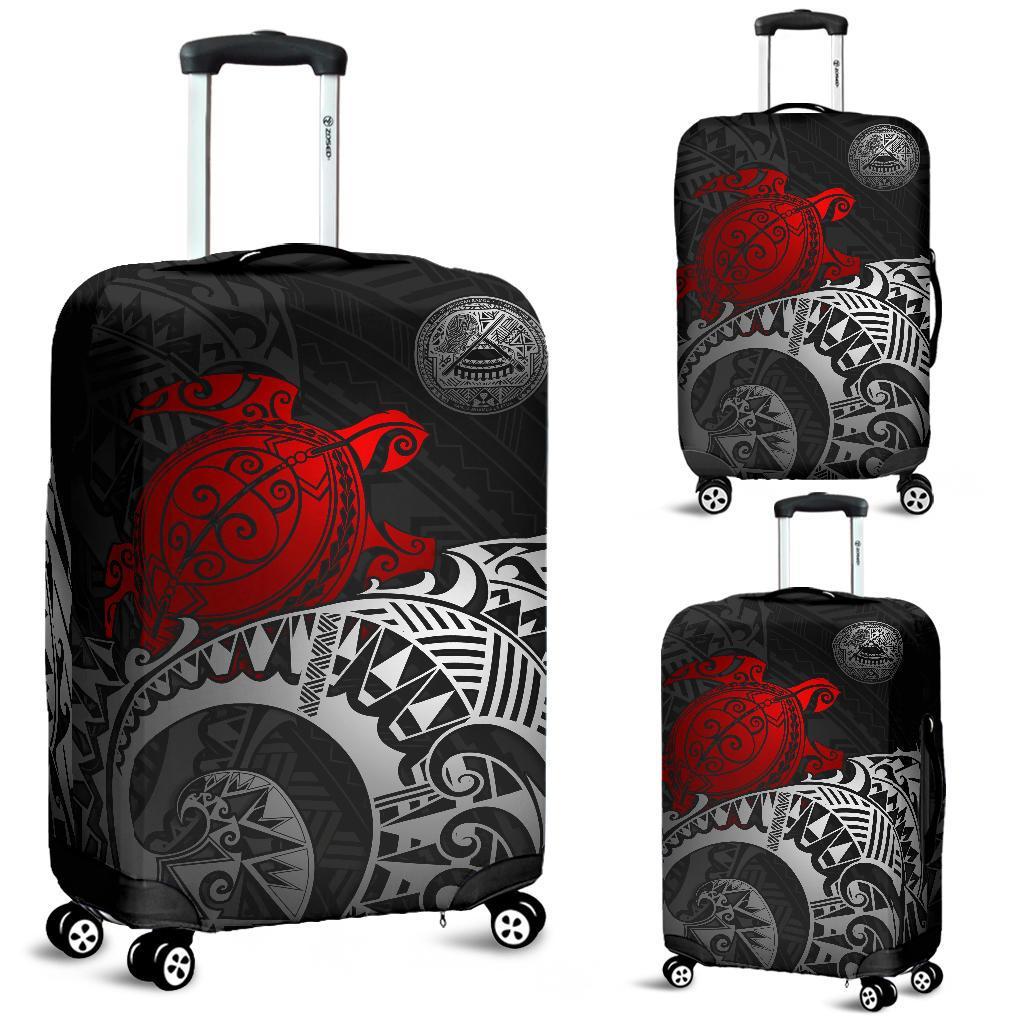 American Samoa Polynesian Luggage Cover - Polynesian Turtle (Red) - Polynesian Pride