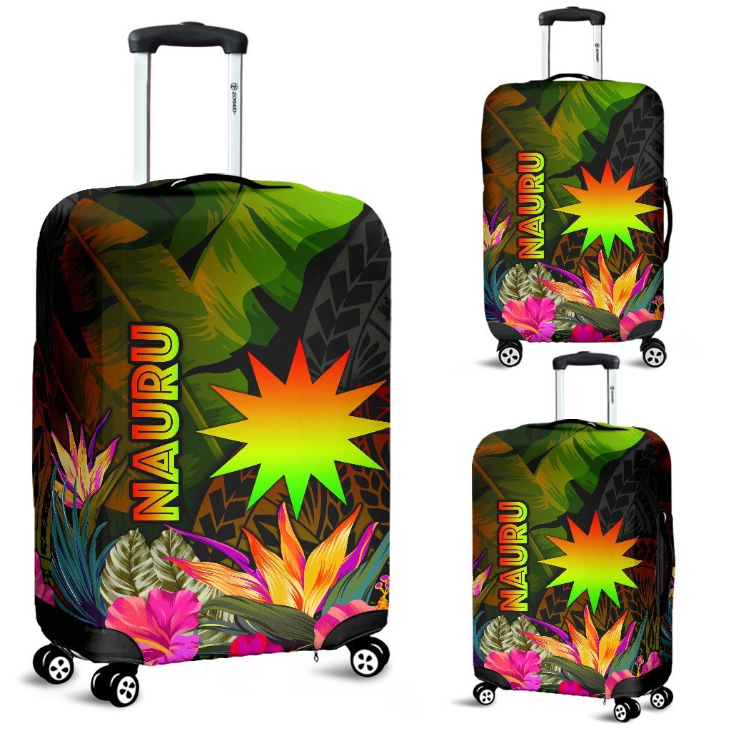 Nauru Polynesian Luggage Covers - Hibiscus and Banana Leaves - Polynesian Pride