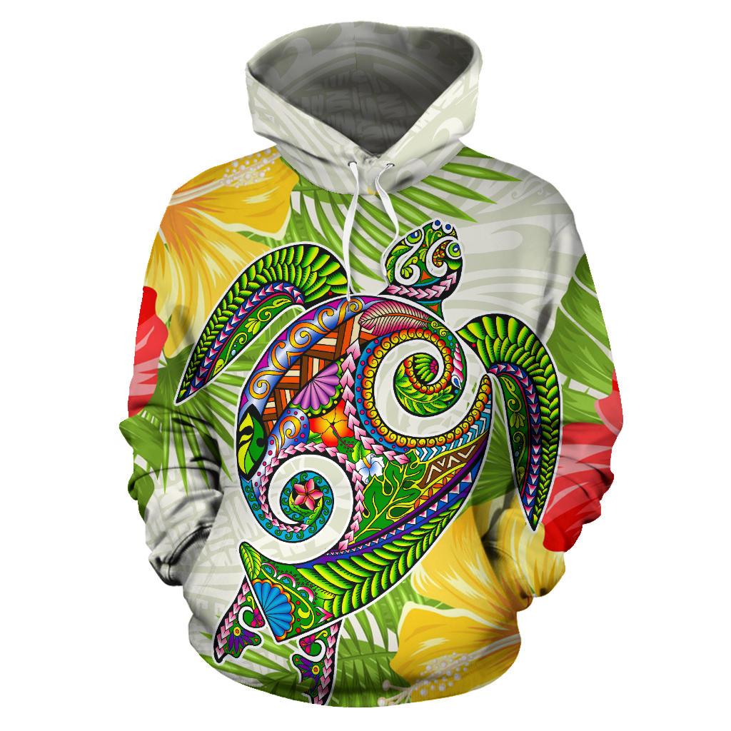 Polynesian Hawaii Hoodies Turtle Colorful - Polynesian Pride
