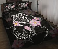 Turtle Swim Poly Black Quilt Bed Set - Polynesian Pride