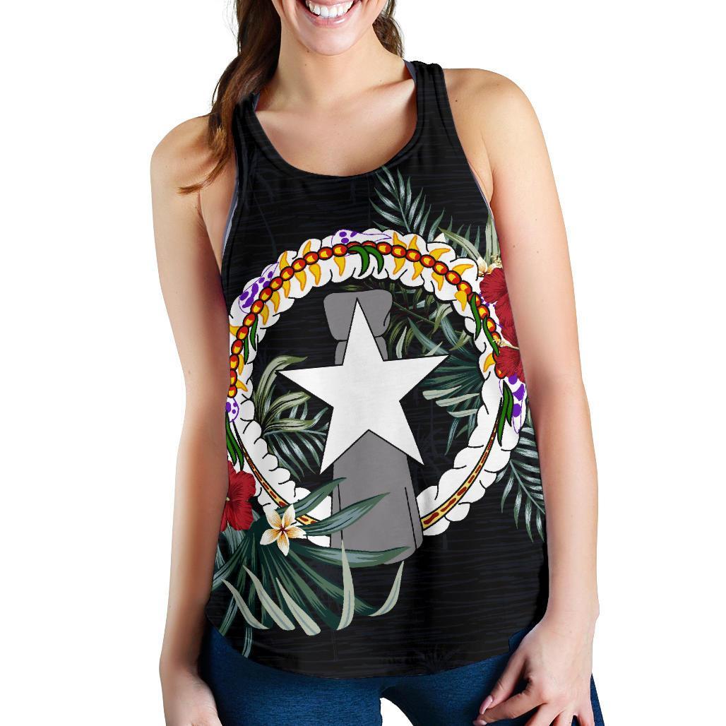 Northern Mariana Islands Hibiscus Women's Racerback Tank A02 - Polynesian Pride