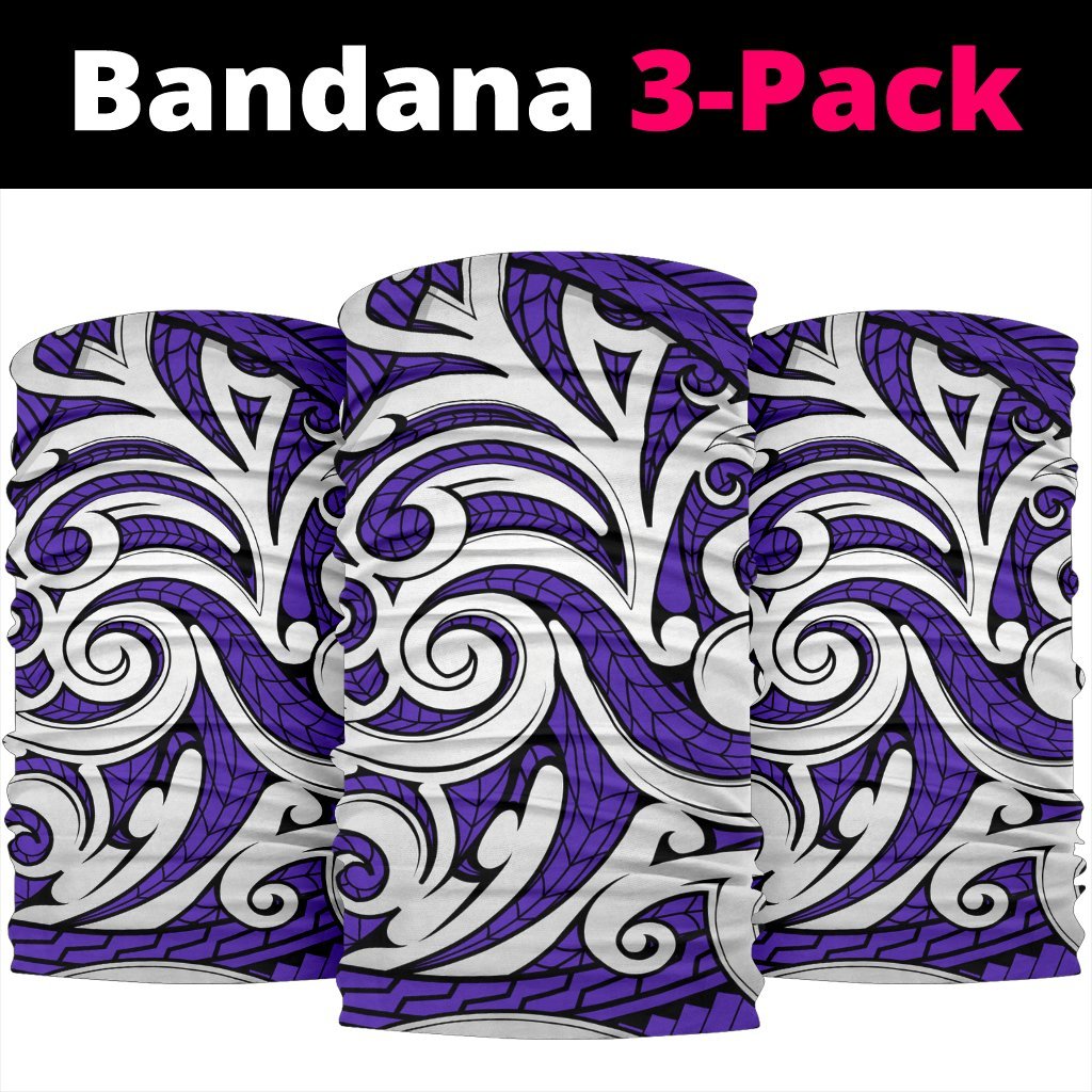 Polynesian Maori Ethnic Ornament Violet Bandana 3 - Pack - Polynesian Pride