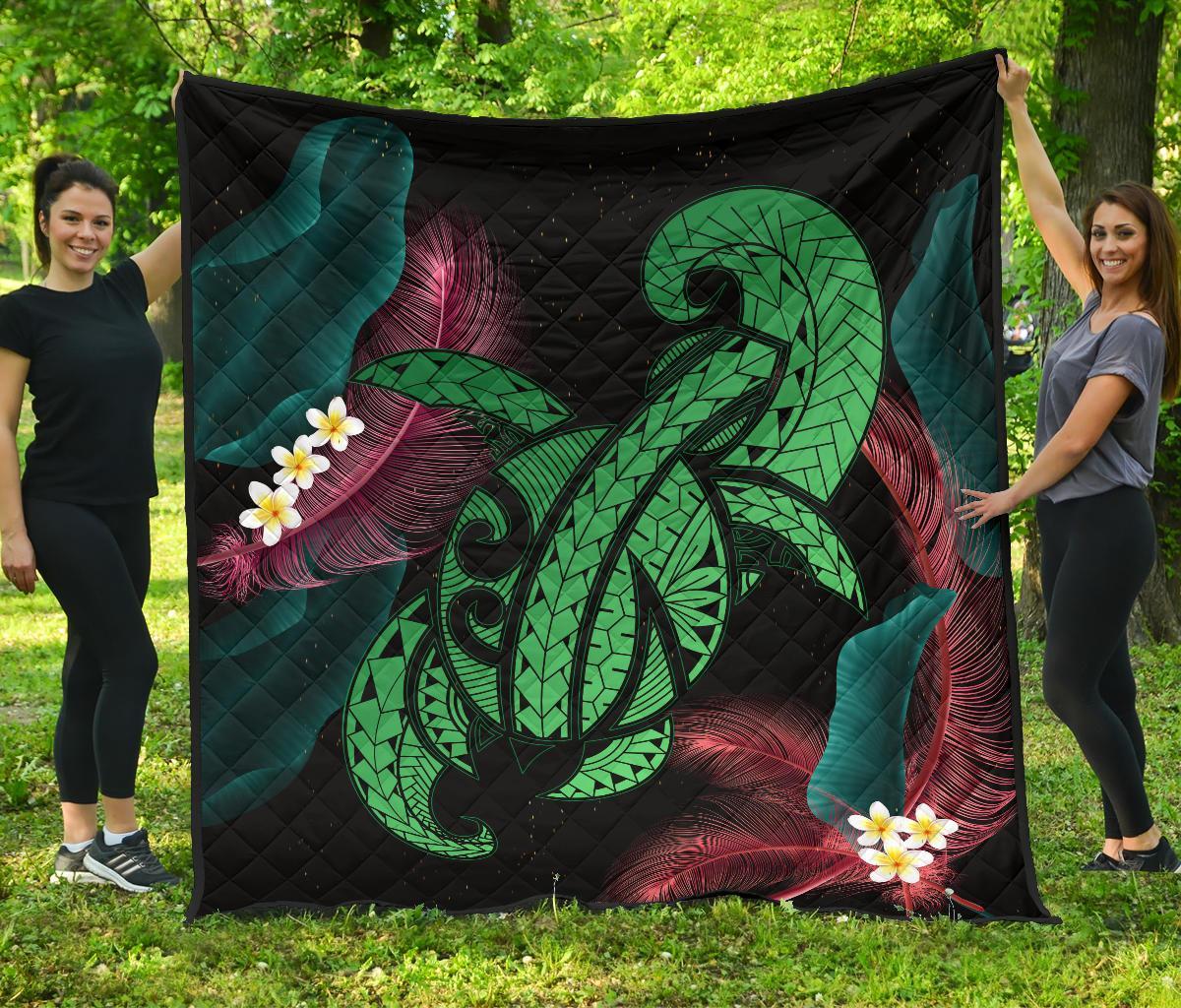 Hawaii Turtle Polynesian Tropical Premium Quilt - Ghia Style Green Green - Polynesian Pride