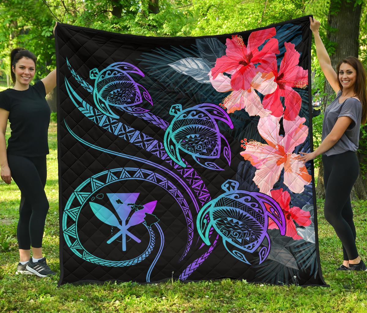 Hawaii Turtle Polynesian Tropical Premium Quilt - Cora Style Purple Purple - Polynesian Pride