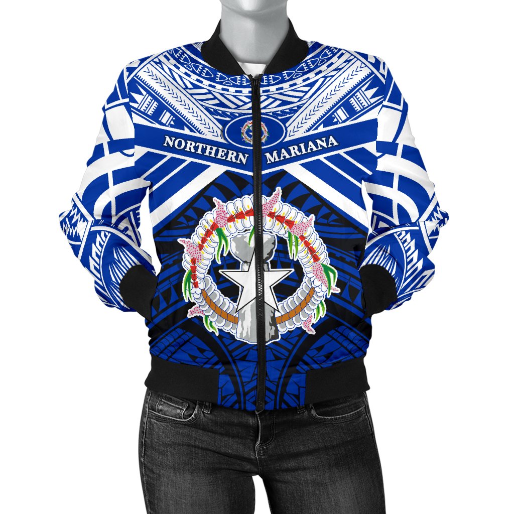 Northern Mariana Islands Rugby Women Bomber Jacket Spirit - CNMI Blue - Polynesian Pride