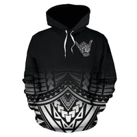 Polynesian All Over Hoodie Shaka Black Version - Polynesian Pride