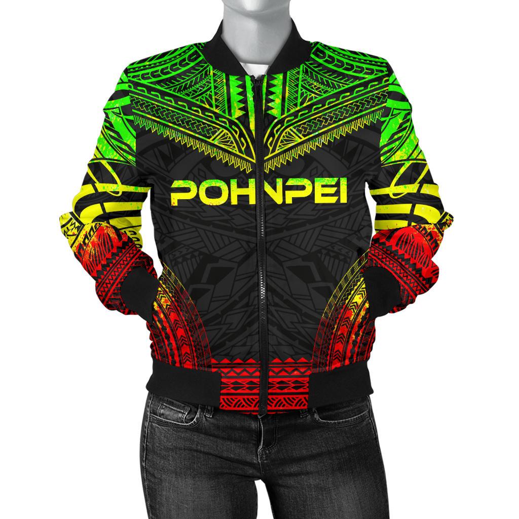 Pohnpei Polynesian Chief Women'S Bomber Jacket - Reggae Version Reggae - Polynesian Pride