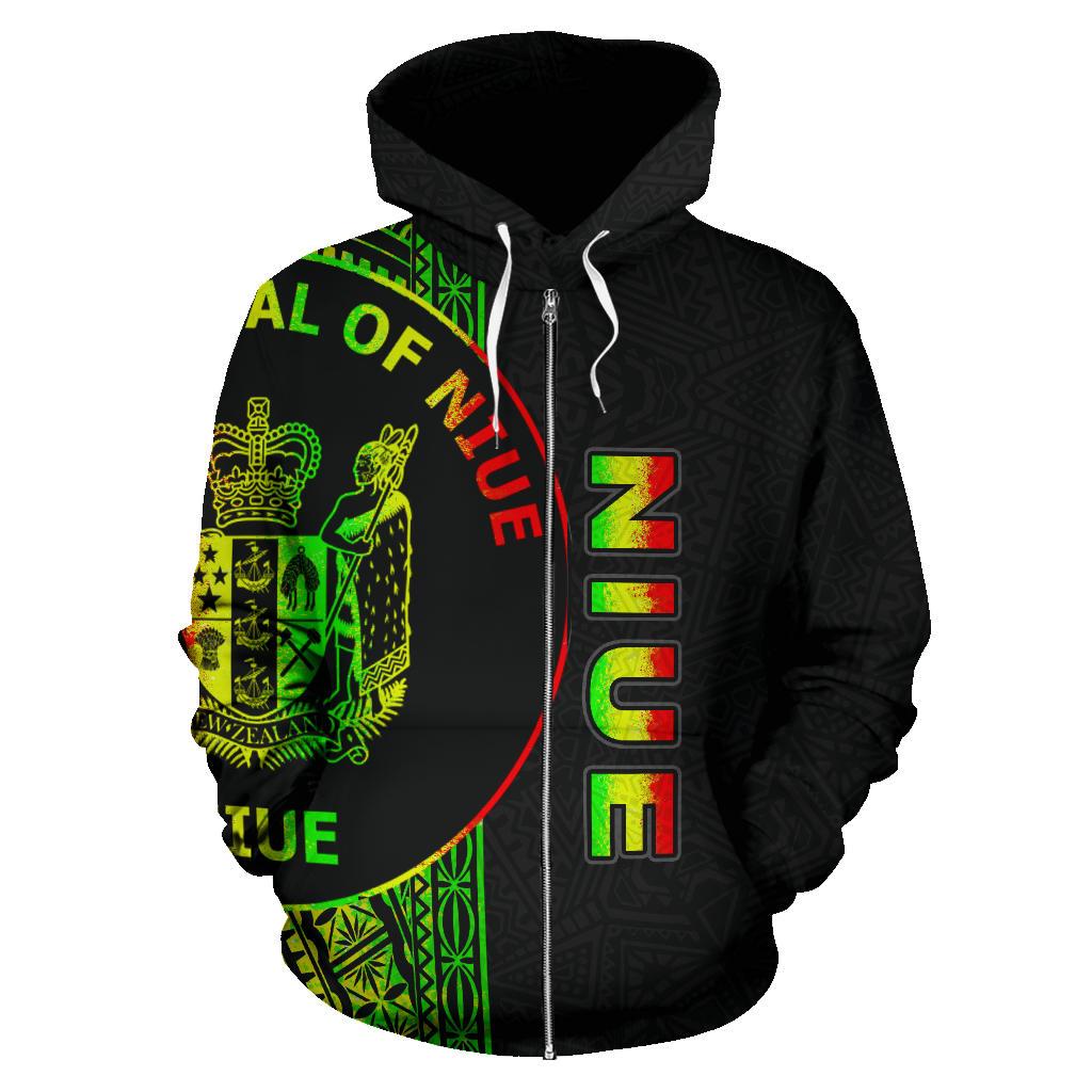 Niue Polynesian Zip up Hoodie Line Reggae - Polynesian Pride