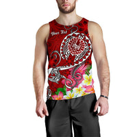 Tahiti Custom Personalised Men's Tank Top - Turtle Plumeria (Red) - Polynesian Pride
