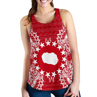 Cook Islands Polynesian Women Tank Top Map Red White Red - Polynesian Pride