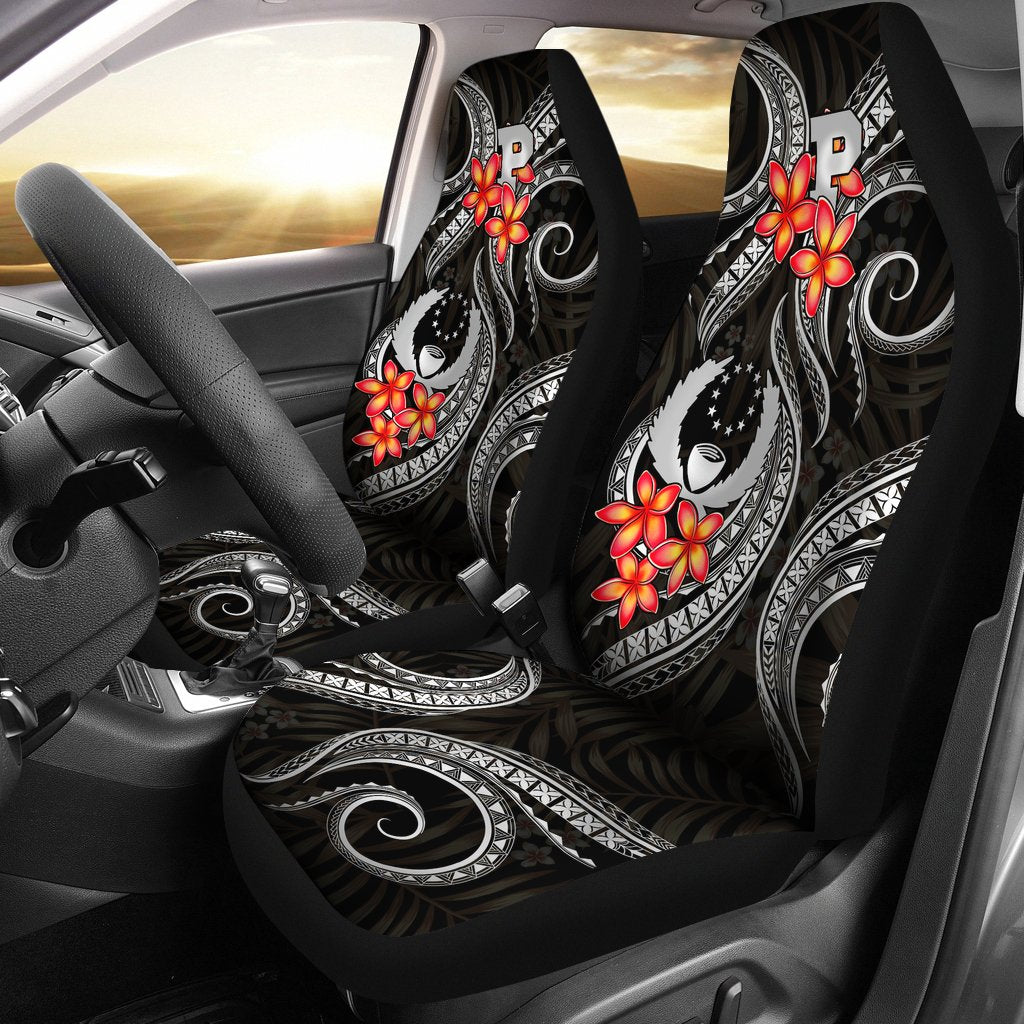 Pohnpei Micronesian Car Seat Covers - Black Plumeria Universal Fit BLACK - Polynesian Pride