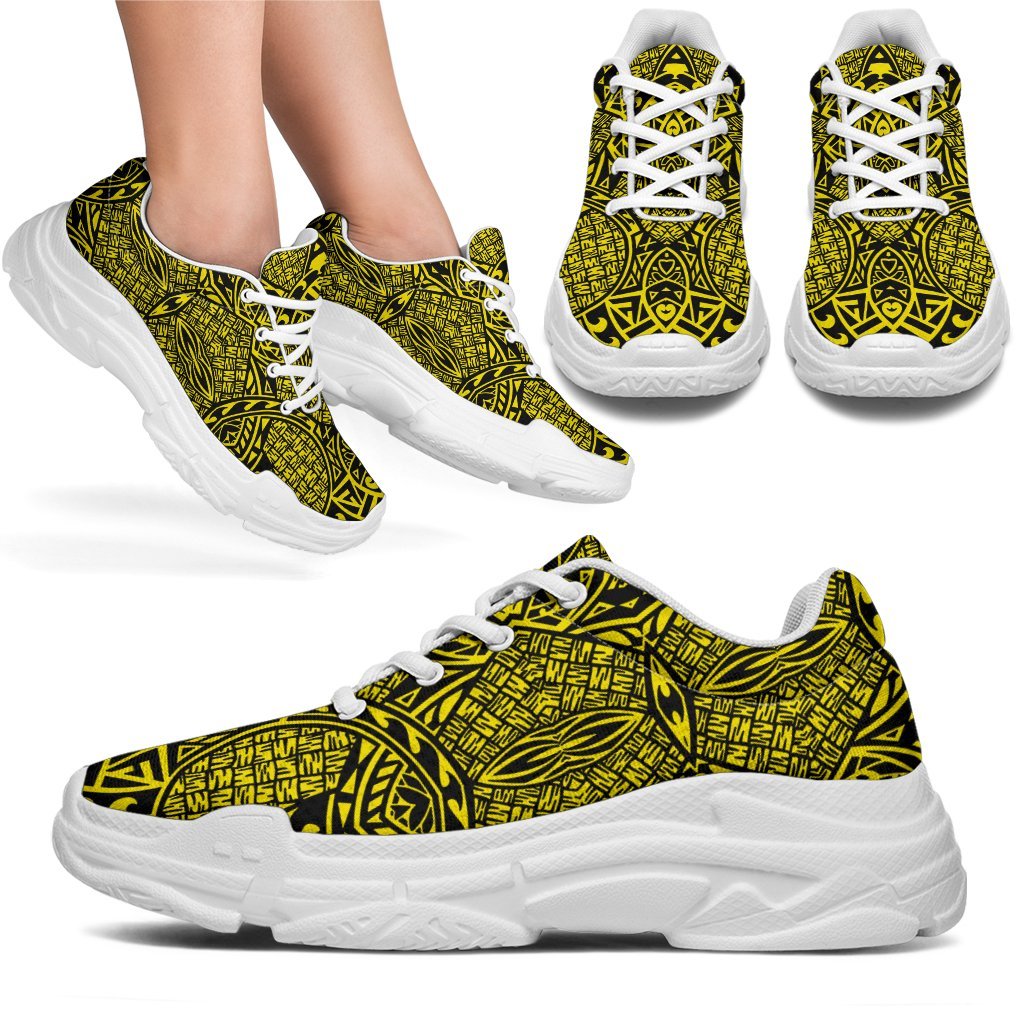 Polynesian Lauhala Mix Yellow Chunky Sneakers - Polynesian Pride