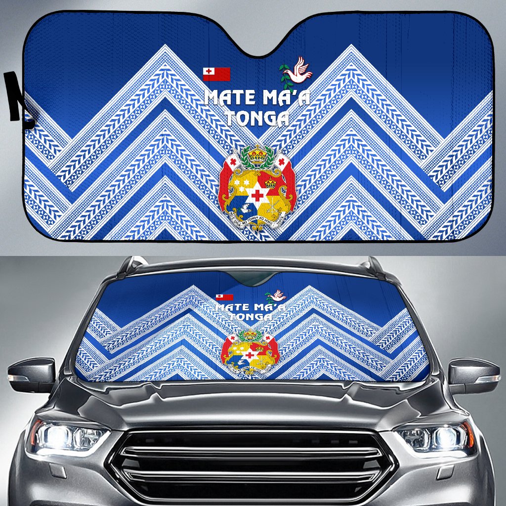 Mate Ma'a Tonga Rugby Auto Sun Shades Polynesian Creative Style - Blue Auto Sun Shade Universal Fit Blue - Polynesian Pride