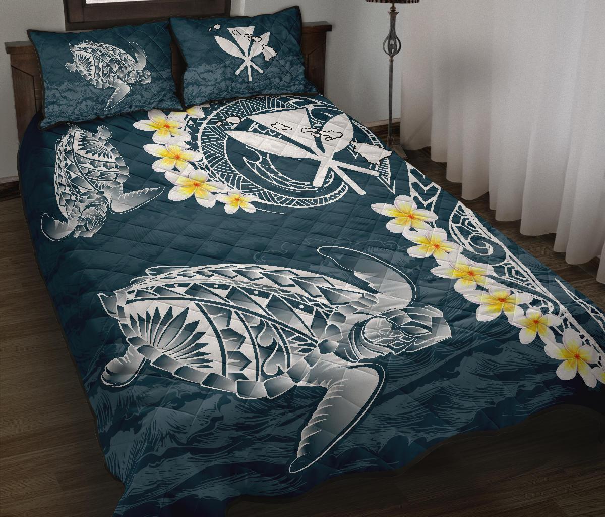 Hawaii Turtle Plumeria Polynesian Quilt Bed Set - Sease Style - Polynesian Pride
