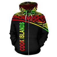 Cook Islands Polynesian Zip up Hoodie Curve Reggae - Polynesian Pride