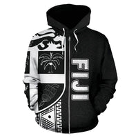 Fiji Polynesian Tapa Zip up Hoodie White Line - Polynesian Pride