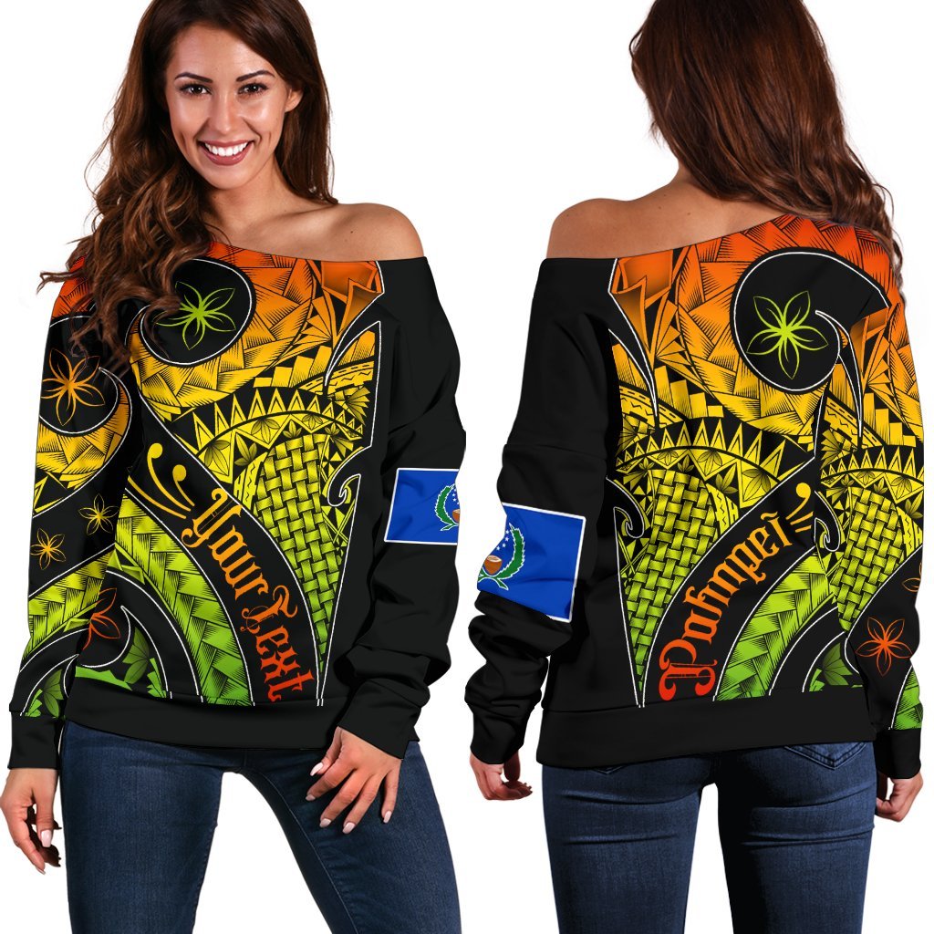 Pohnpei Personalised Women's Off Shoulder Sweater - Polynesian Decorative Patterns - Polynesian Pride