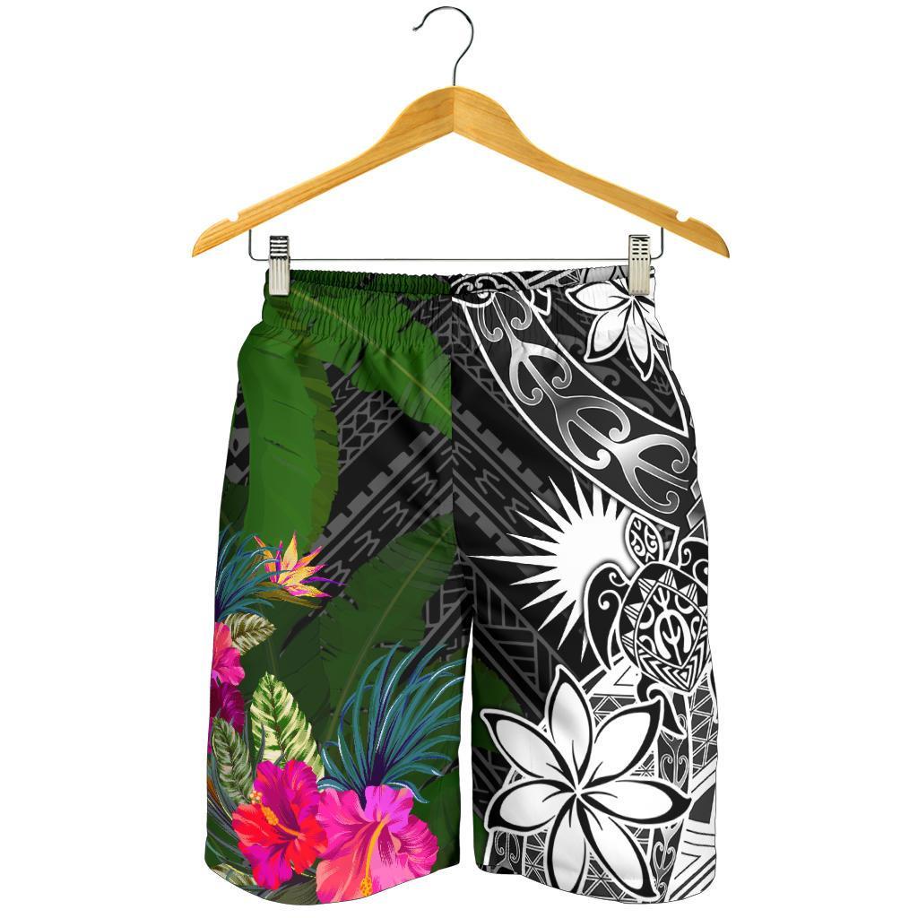 Marshall Islands Men Shorts - Turtle Plumeria Banana Leaf - Polynesian Pride